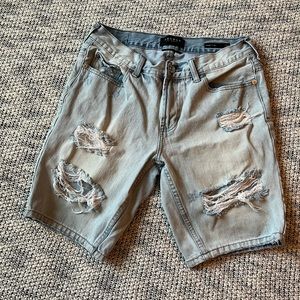 pacsun light colored ripped jean shorts
